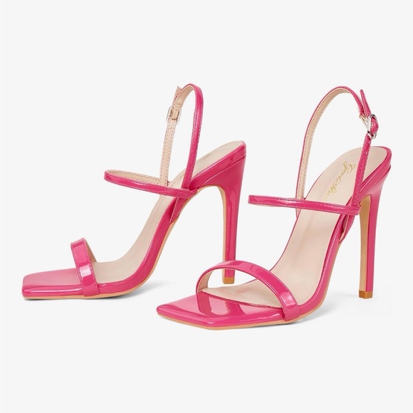 Shoes - Hot Pink Patent Strappy High Heel Sandals Stilettos